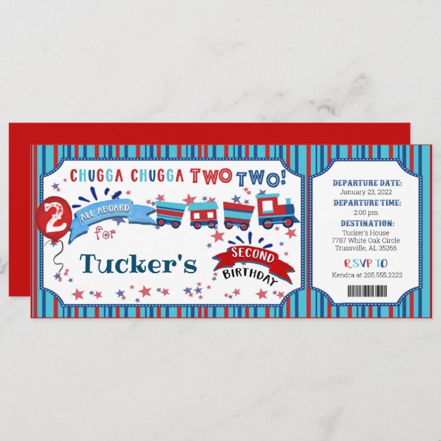 Chugga Chugga TWO TWO Birthday Party Invitation (Front/Back)