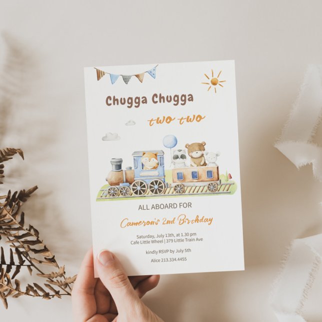 Chugga Chugga Two Two Birthday Train Invitation  (Creator Uploaded)