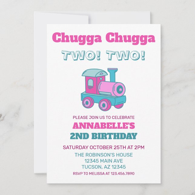 Chugga Chugga Two! Two! Invitation (Front)