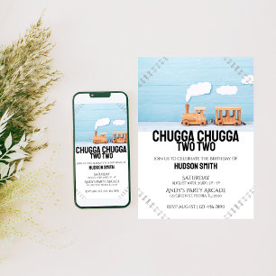 Chugga Chugga Two Two   Kids Birthday Photo Invite