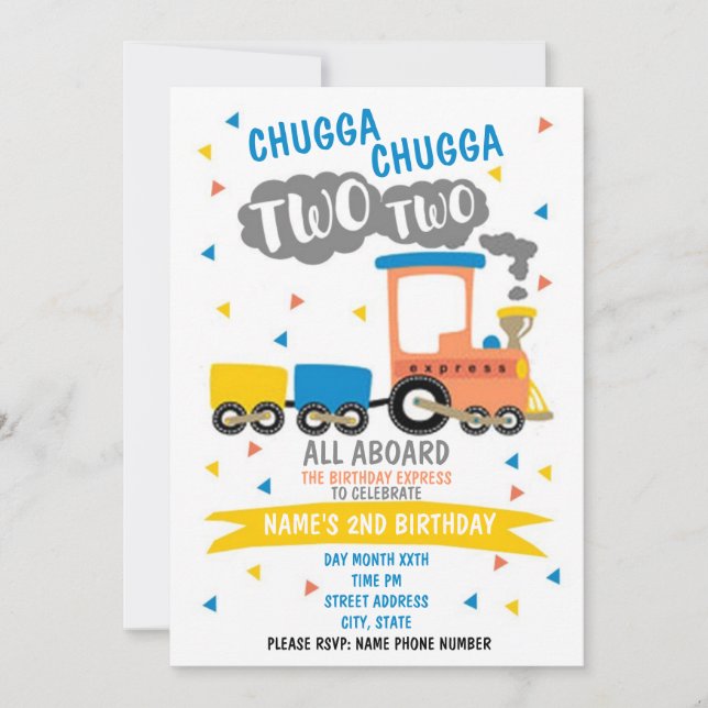 Chugga Chugga Two Two Party  Invitation (Front)