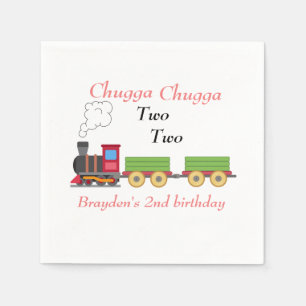 Chugga chugga two two red boy 2nd birthday napkins