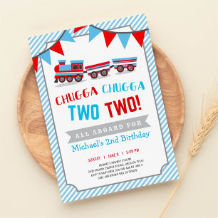 Chugga chugga two two train birthday invitation