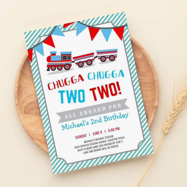Chugga chugga two two train birthday invitation (Creator Uploaded)