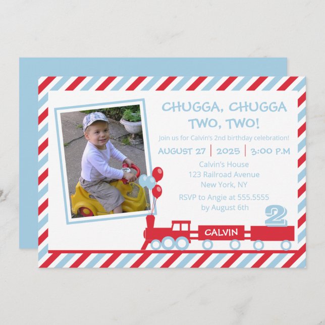 Chugga Chugga Two Two Train Birthday  Invitation (Front/Back)