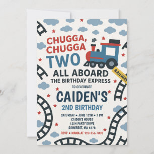 Chugga Chugga Two Two Train Birthday Party  Invitation