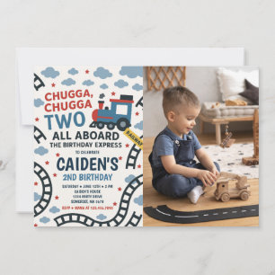 Chugga Chugga Two Two Train Birthday Party Photo Invitation