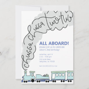 Chugga Chugga Two Two Train Second Birthday Party Invitation