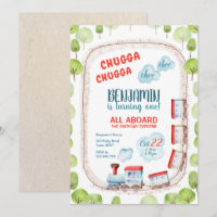 Chugga Train Choo Boy Red Blue Birthday Rails