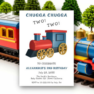 Chugga Two Two Train Second Birthday Invitation