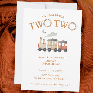Chugga Two Two Train Second Birthday  Invitation