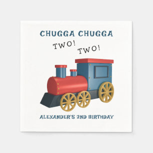 Chugga Two Two Train Second Birthday Napkin