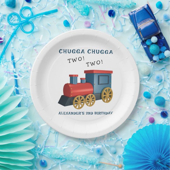 Chugga Two Two Train Second Birthday Paper Plate (Party)