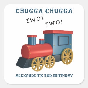 Chugga Two Two Train Second Birthday Square Sticker