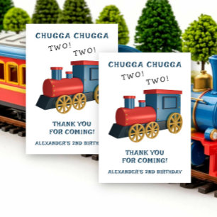 Chugga Two Two Train Second Birthday Thank You Card