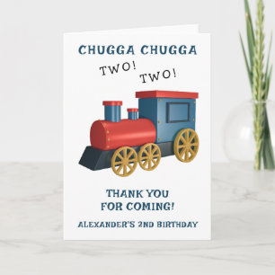 Chugga Two Two Train Second Birthday Thank You Card