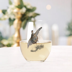 Chukar Partridge  Art Stemless Wine Glass