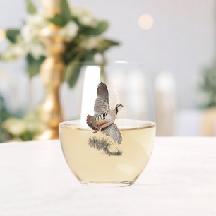 Chukar Partridge  Art Stemless Wine Glass