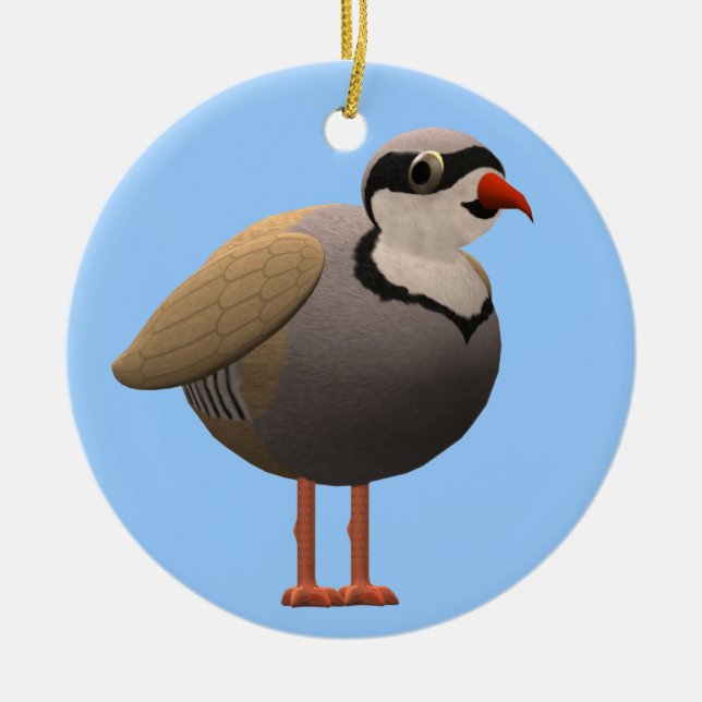 Chukar Partridge Ceramic Tree Decoration (Front)