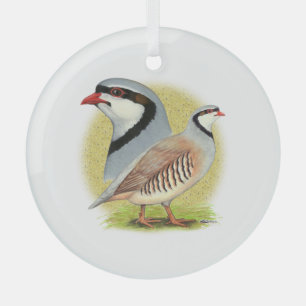 Chukar Partridge Combo Glass Tree Decoration