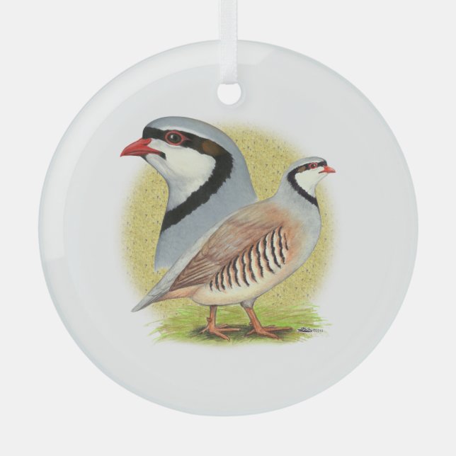 Chukar Partridge Combo Glass Tree Decoration (Front)
