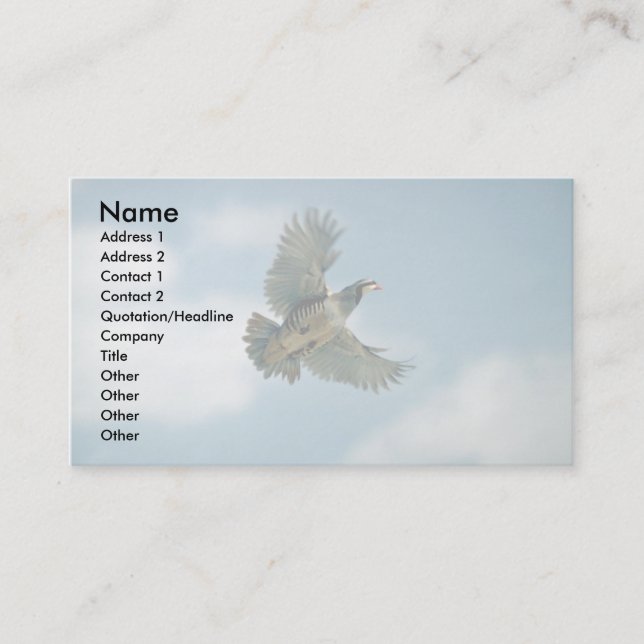 Chukar partridge in flight business card (Front)