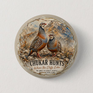 Chukar Partridge Pair Art 6 Cm Round Badge