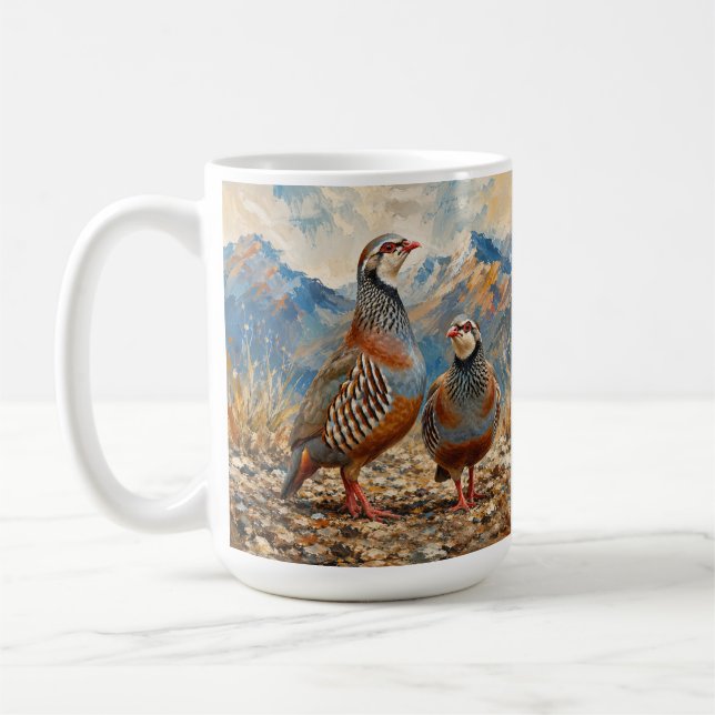 Chukar Partridge Pair Art  Coffee Mug (Left)