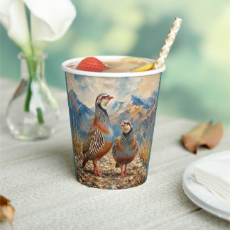 Chukar Partridge Pair Art Paper Cups