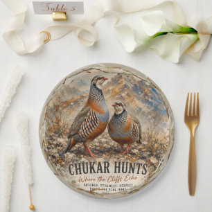 Chukar Partridge Pair Art Paper Plate