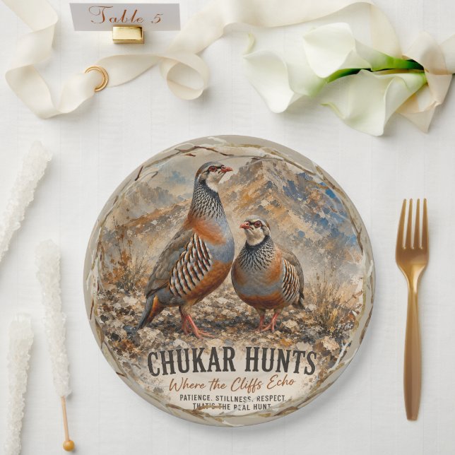 Chukar Partridge Pair Art  Paper Plate (Wedding)