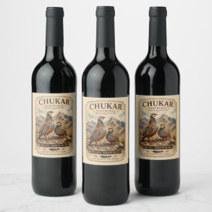 Chukar Partridge Pair Art Wine Label