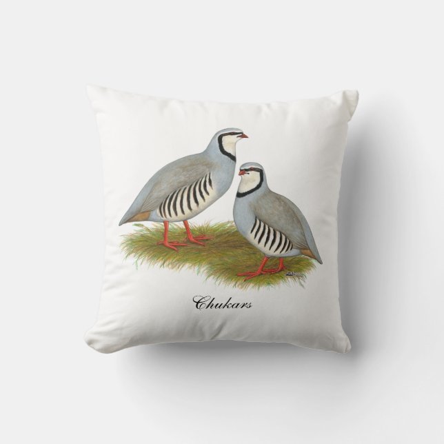 Chukar Partridge Pair Cushion (Front)