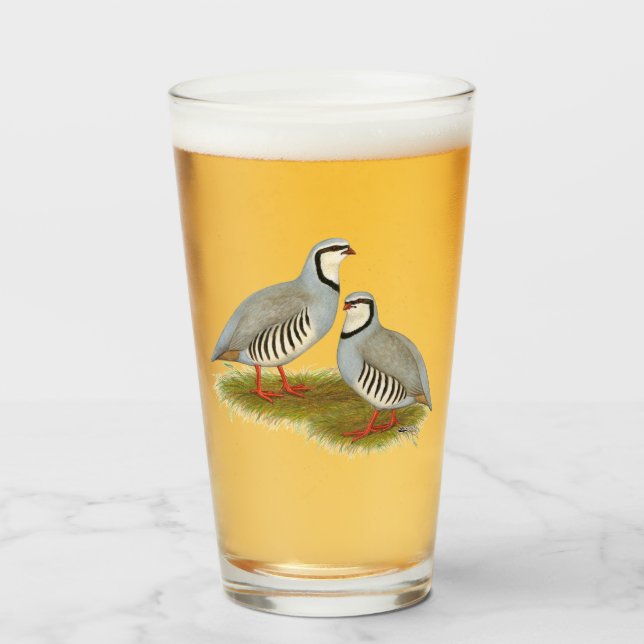Chukar Partridge Pair Glass (Front Filled)