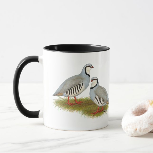 Chukar Partridge Pair Mug (With Donut)