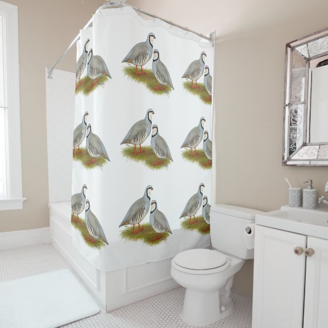 Chukar Partridge Pair Shower Curtain (In Situ)
