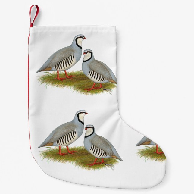 Chukar Partridge Pair Small Christmas Stocking (Front)