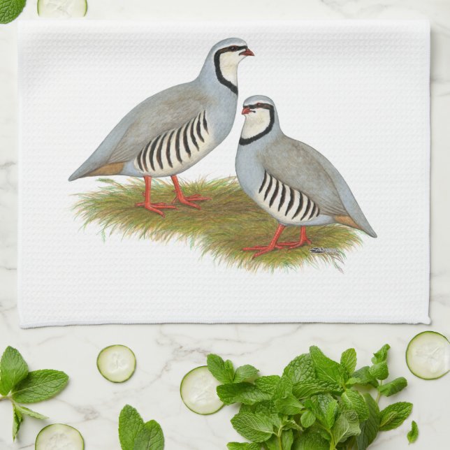 Chukar Partridge Pair Tea Towel (Folded)