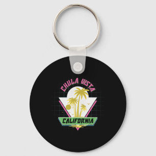 Chula Vista California Retro Vaporwave Beach Key Ring