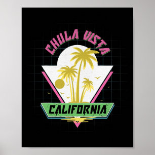 Chula Vista California Retro Vaporwave Beach  Poster