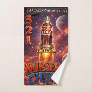 Chums cola rockets/bathroom blast off bath towel set