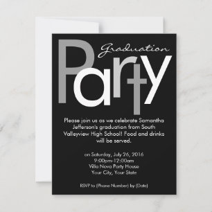 Chunky Black and White Graduation Party Invitation