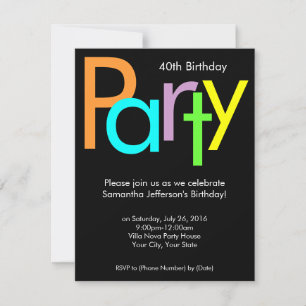 Chunky Block Colours 40th Birthday Party Invitatio Invitation