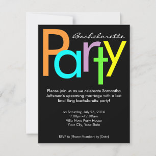 Chunky Block Colours Bachelorette Party Invitation