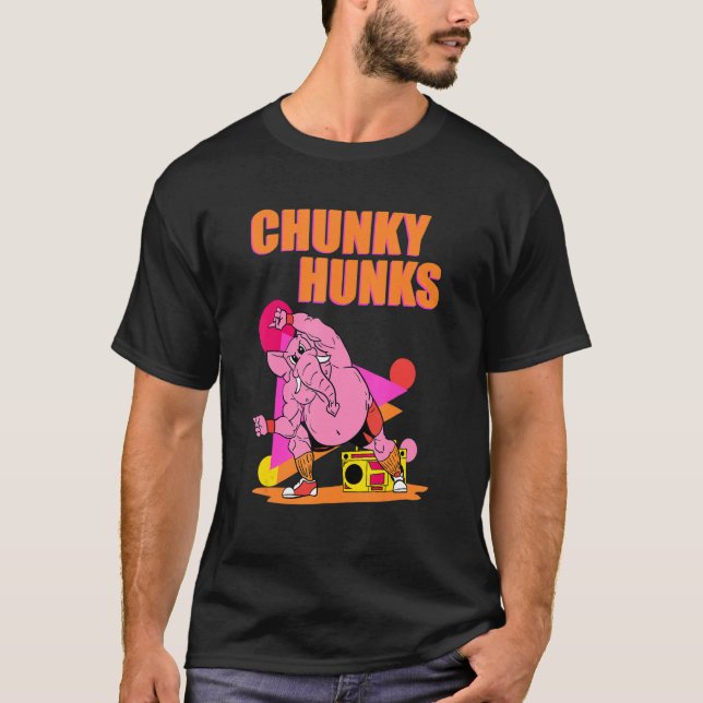 Chunky Hunks Weightlifting Bodybuilding Gym Fitnes T-Shirt (Front)