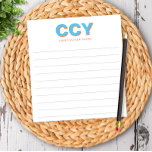 Chunky Initials Blue and Orange Personalised Lined Notepad<br><div class="desc">These notepads are bright and cheerful and will make a perfect gift or addition to your desk.  Customise the notepad with your initials and name using the template form.  Use the advanced editing menus to choose different colours.</div>
