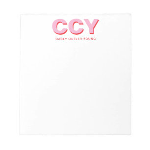 Chunky Initials Pink and Coral Personalised Notepad