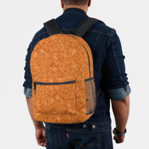 Chunky Natural Cork Wood Grain Look Printed Backpack