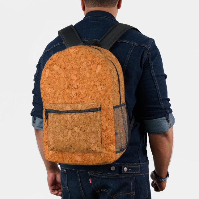 Chunky Natural Cork Wood Grain Look Printed Backpack (Insitu (Model))