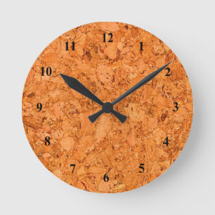 Chunky Natural Cork Wood Grain Look Round Clock